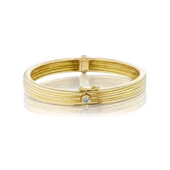 White Diamond Scuba Trio Bangle in Yellow Gold