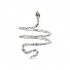 White Diamond Small Single Python Ring in White Gold