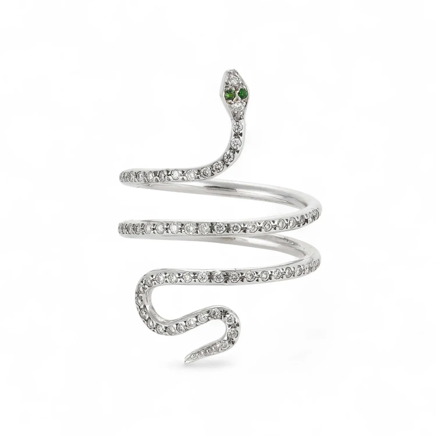 White Diamond Small Single Python Ring in White Gold