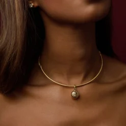 White Diamond Sol Charm in Yellow Gold