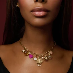 White Diamond Sol Charm in Yellow Gold