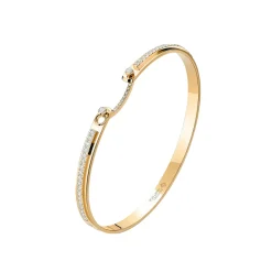 White Diamond Tuxedo Bangle in Yellow Gold