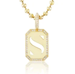 White Diamond Versa Tile Charm in Yellow Gold