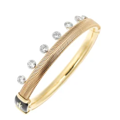 White Diamonds Feelings Bangle Bracelet in Yellow Gold