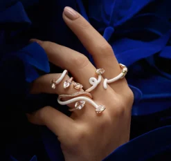 White Vine Wrapped Cocktail Ring in Rose Gold