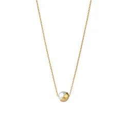 Yellow Gold 45° Half Pearl Necklace