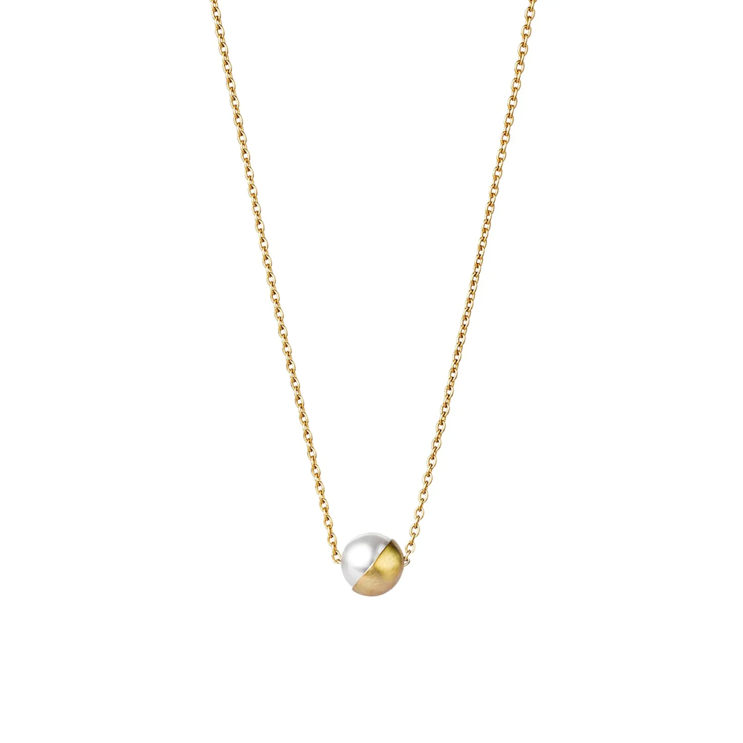Yellow Gold 45° Half Pearl Necklace