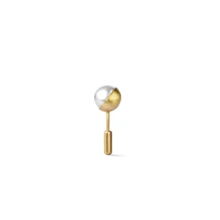 Yellow Gold 45° Half Pearl Single Stud Earring