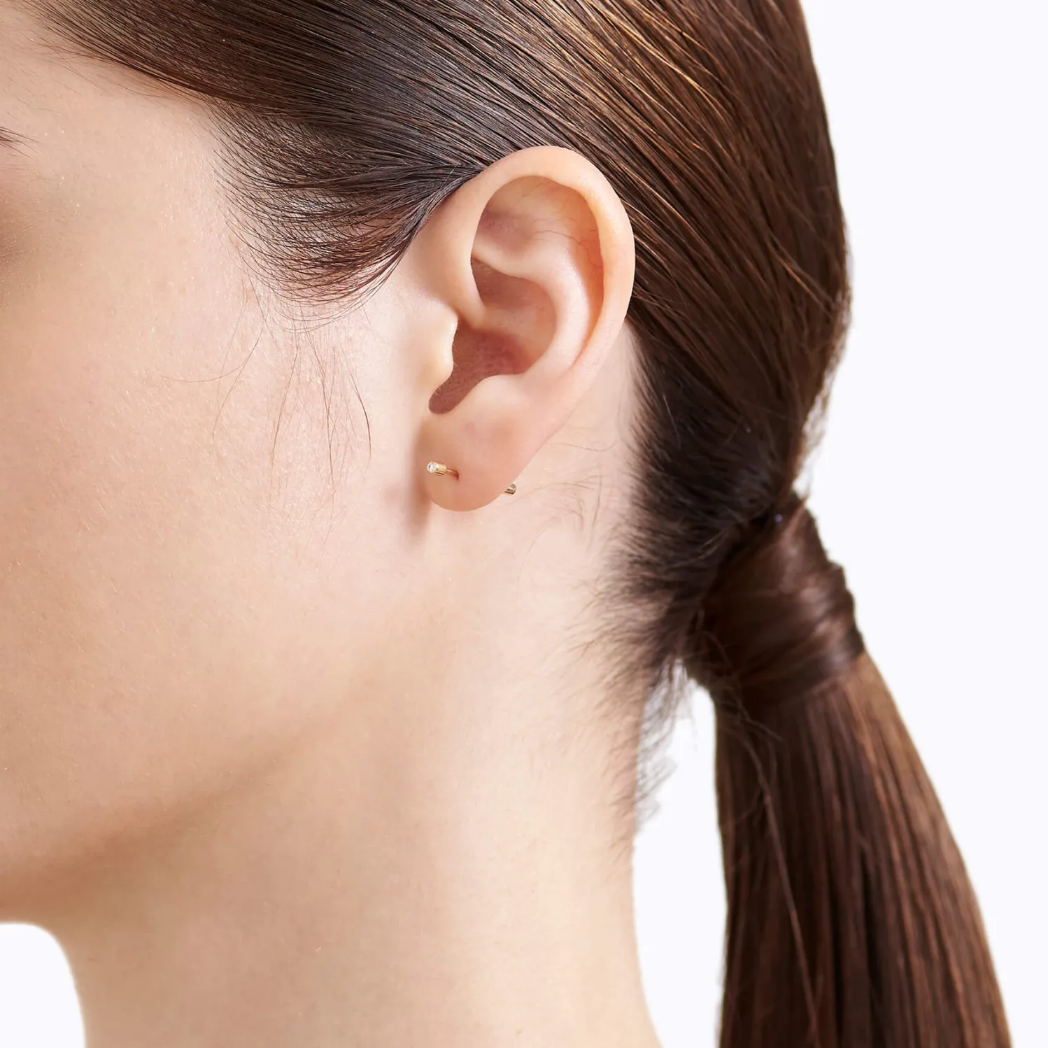 Yellow Gold and White Diamond 22mm Twist Pin Earring 02